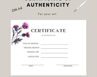 Certificaat van Echtheid Kunst DINA4 digitale illustratie
