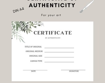 Certificaat van Echtheid Kunstplanten Plant DINA4