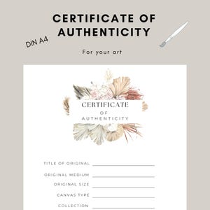 Certificate of Authenticity Art DINA4 art certificate of authenticity digital