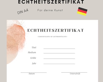 Certificaat van echtheid kunstkunstenaarscertificaat abstracte aquarel DINA4 Duits Duits