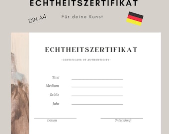 Certificaat van echtheid kunstkunstenaarscertificaat abstracte aquarel DINA4 Duits Duits