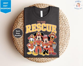 Camisetas de Mickey y sus amigos: Bomberos al rescate. Camisetas vintage de Disney de Mickey y sus amigos para bomberos.