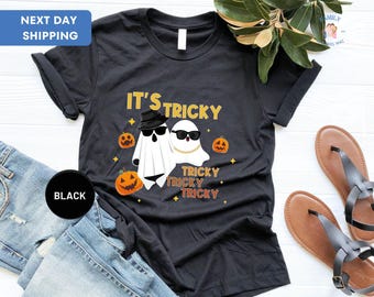 It's Tricky Tricky Tricky Halloween Shirt, Retro Ghost Halloween Shirt, 90s Nostalgia Halloween, Funny Halloween Ghost