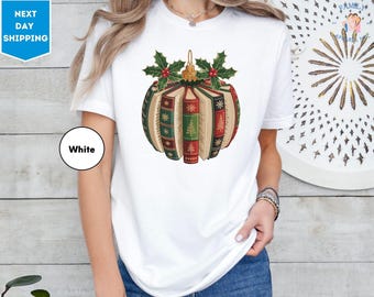 Herbstliches Kürbis-T-Shirt mit Buchmotiv, Herbst-Shirt für Lehrer, Geschenk für Buchliebhaber, Kürbis-T-Shirt für die Kürbiszeit