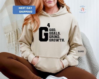 God Goals Grind Growth Hoodie, G4 Hoodie, Christian Hoodie, Religious Hoodie, Christian Gift, Peace and Purpose