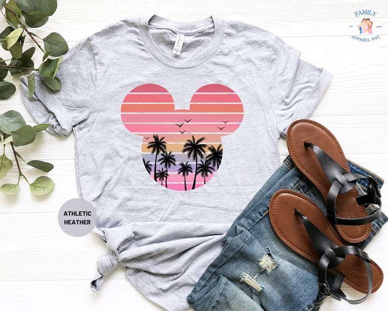 Mickey Head Summer Shirt, Palm Shirt, Disney Summer Vacation Shirt, Mickey Mouse Tee, Gift For Her, Beach Vacay Tee image 3