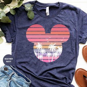 Mickey Head Summer Shirt, Palm Shirt, Disney Summer Vacation Shirt, Mickey Mouse Tee, Gift For Her, Beach Vacay Tee image 2