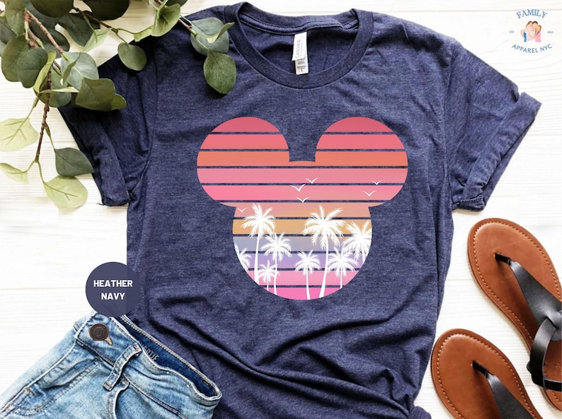 Mickey Head Summer Shirt, Palm Shirt, Disney Summer Vacation Shirt, Mickey Mouse Tee, Gift For Her, Beach Vacay Tee image 2