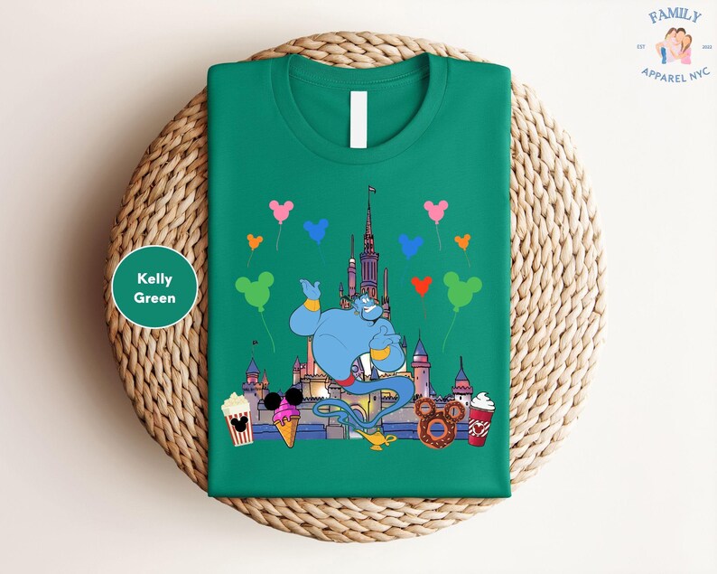 a green t - shirt with a picture of a cartoon character on it