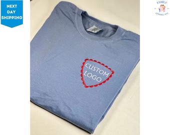 Custom Logo Embroidered Comfort Colors T Shirt, Custom Embroidery Shirt, Embroidered Tee, Custom Text Tee, Personalized Gift