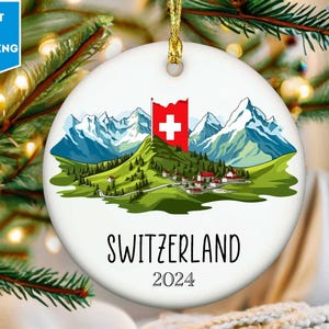 Switzerland Ornament, Switzerland Souvenir, Switzerland Christmas Ornament, Switzerland Keepsake, Switzerland Ornament