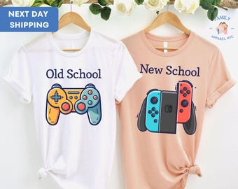 Matching Father and Son, Video Game Shirt, "Old School New School" Gaming Shirt, New Dad Gift, Dad and Baby Outfit