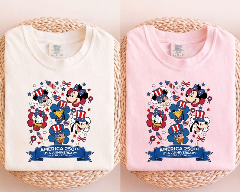 Mickey and Friends 4th July 2026 Shirt, Disney Independence Day Tee, Disneyland Family, Walt Disney World T-shirt afbeelding 2