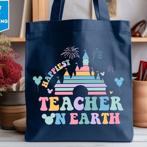 Sac fourre-tout Disney Teacher on Earth, sac d'école de principal professeur Disney, cadeau professeur Disney, professeur Disneyworld