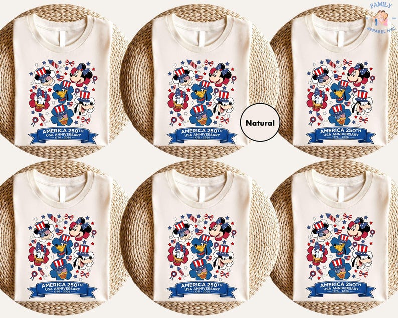 Mickey and Friends 4th July 2026 Shirt, Disney Independence Day Tee, Disneyland Family, Walt Disney World T-shirt afbeelding 1