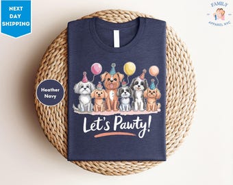 Let's Pawty Puppy Birthday Family Matching Shirt, Boy Girl Birthday Shirt, Puppy Theme Birthday Party, Puppy Pawty Tee