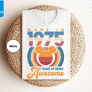 Made In 1975 50 Years Of Being Awesome Vintage Shirt, Disney 50th Birthday Gift, Mickey Birthday Tee, Disney 50th