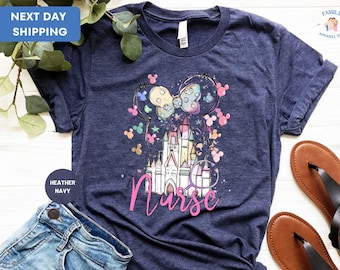 Camiseta de enfermera de Disney, camiseta del Castillo Mágico de Disney, regalo de enfermera de Disneyland, camiseta del Día de la Enfermera 2024, camiseta de enfermera