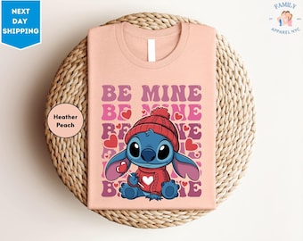 Disney Stitch Angel Be My Valentine Shirt, Disney Valentines Day T-Shirt, Cute Couple Romance Tee, Disneyland Honeymoon