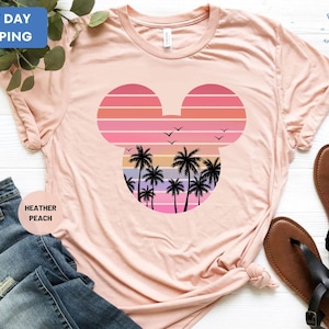 Mickey Head Summer Shirt, Palm Shirt, Disney Summer Vacation Shirt, Mickey Mouse Tee, Gift For Her, Beach Vacay Tee image 1