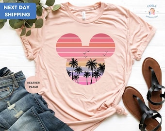 Mickey Head Summer Shirt, Palm Shirt, Disney Summer Vacation Shirt, Mickey Mouse Tee, Gift For Her, Beach Vacay Tee