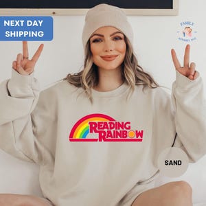 Reading Rainbow Sweatshirt, Teacher Appreciation Sweat, Retro Rainbow School Sweatshirt, Book Lover Gift, Bookworm Tee
