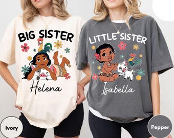 Moana Simea Big Sis And Little Sis Shirt, Custom Disney Moana Family Shirts, Moana Chicken Rooster Shirt, Moana Shirt