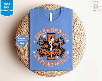 Halloween-shirt spoedeisende hulp, T-shirt eerstehulpverpleegster herfstwerk, cadeau noodverpleegkundige, technische T-shirts spoedeisende hulp