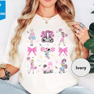 Comfort Colors Disney Princess Here For The Cheer Shirt, Mickey & Friends WDW Cheerleading and Dance Championships Tee