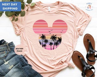Mickey Head Summer Shirt, Palm Shirt, Disney Summer Vacation Shirt, Mickey Mouse Tee, Gift For Her, Beach Vacay Tee