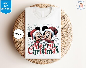 Minnie Mickey Merry Christmas Shirt, Christmas Mickey And Minnie Plaid Shirt, Disney Christmas Shirt, Christmas Family