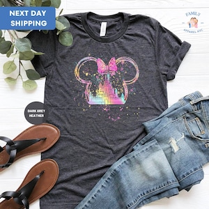 Disney Watercolor Castle Minnie T-Shirt, Disney Castle, Disney Vacation Shirt, Disney Trip Shirt, Disney Family Shirt, Family Vacation Shirt