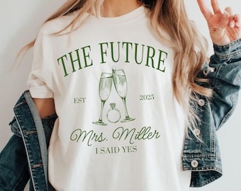 CUSTOM Future MRS Shirt, Personalized Bride To Be Comfort Colors® T-Shirt, Newly Engaged Gift for Her, Fiancée Tee, Luxury Engagement Gift