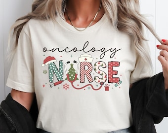 Oncology Nurse Christmas Shirt, Pediatric Cancer Nurse T-Shirt, Cute ONC Xmas Tee, Registered Nurse Holiday Apparel, New Oncology Nurse Gift