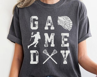 Game Day Lacrosse Comfort Colors® Shirt, Retro Lacrosse Mom T-Shirt, LAX Player Tee, Team Mom LAX Season Gift, Trendy Lacrosse Lover Apparel