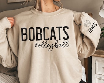 CUSTOM Volleyball Team Sweatshirt, Name on Sleeve, Personalized Team Mascot Shirt, Volleyball Mom Sweater, Game Day Crewneck, Coach Gift