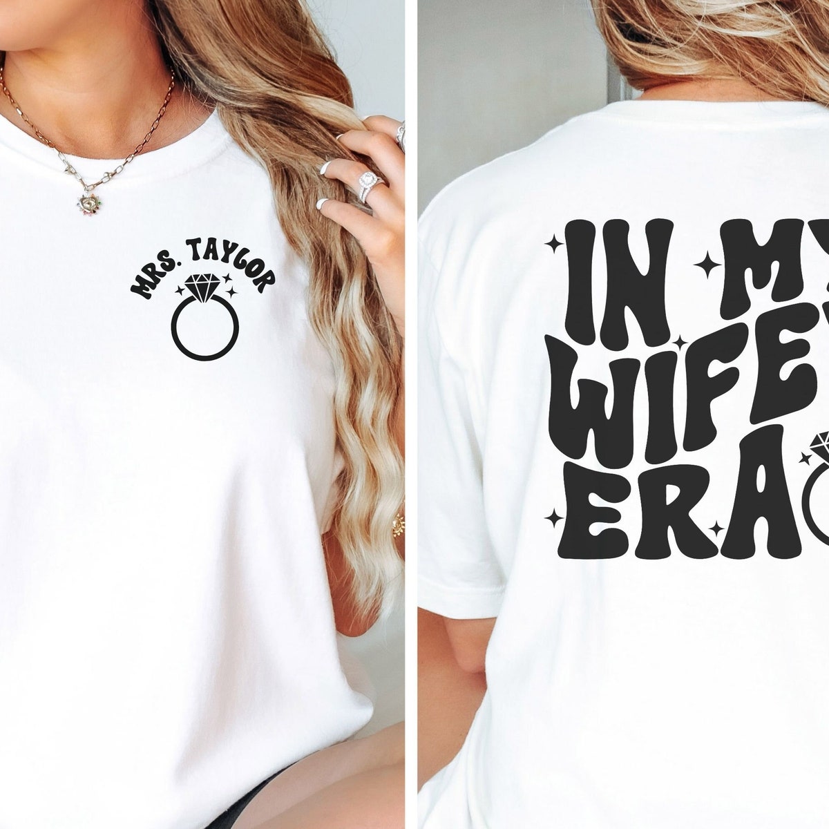 CUSTOM in My Wifey Era Shirt, Personalized Bride T-shirt, Engagement Gift, Retro Bachelorette Tee, Bridal Shower Gift, Newly Engaged Gift - Etsy