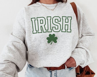Irish Shamrock Sweatshirt, Minimalist St. Patrick's Day Sweater, Lucky Irish Crewneck, Irish Gift, Dublin Ireland Travel Shirt, Irish Hoodie