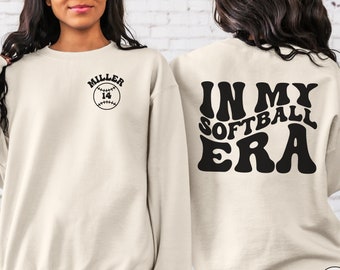 CUSTOM In My Softball Era Sweatshirt, Personalized Game Day Crewneck, Youth Softball Player Gift, Proud Softball Mom Sweater, Team Mom Gift