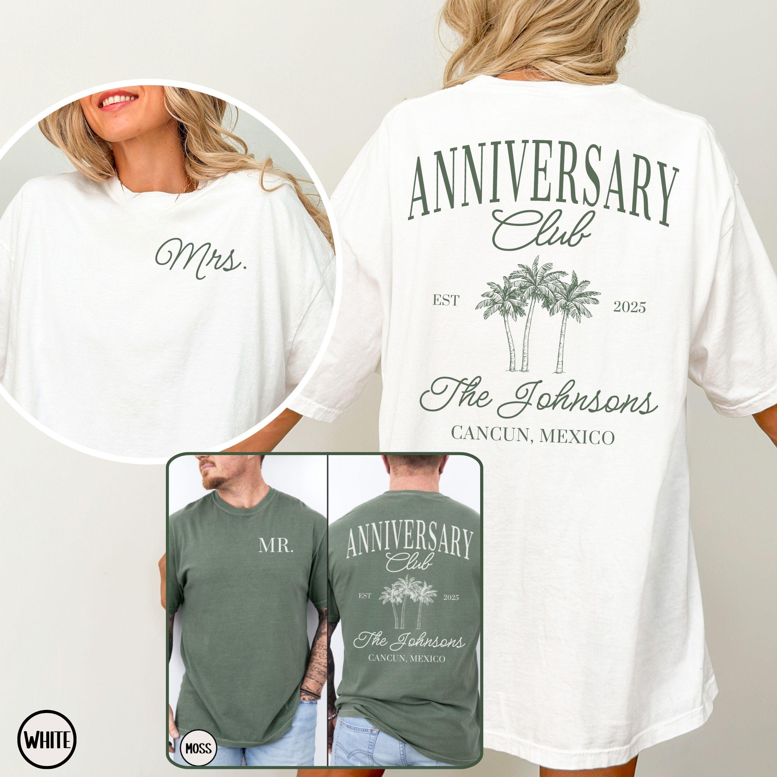 CUSTOM Anniversary Vacation Shirts, Personalized Location Mr and Mrs T-Shirts, Comfort Colors® Tee for Couple, His and Hers Anniversary Gift