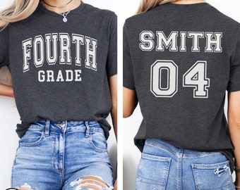 CUSTOM Fourth Grade Team Shirt, 4th Grade Teacher Back to School T-Shirt, Trendy Fourth Grade Squad Tee, Personalized Name Grade Level Gift