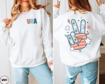 Retro 4th of July Sweatshirt, Groovy 4th of July Sweater, USA Crewneck, Stars and Stripes America Shirt, Patriotic Independence Day Gift