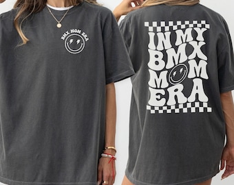 In My BMX Mom Era Shirt, BMX Mom Comfort Colors® T-Shirt, Checkered BMX Mama Gift, Retro Dirt Bike Race Day Apparel, Funny Mom Life Tee