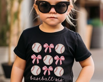 Coquette Baseball Sis Shirt, Baseball Sister T-Shirt, Youth Toddler Game Day Tee for Girls, Cute Baseball Family Gift, T-Ball Sister Shirt