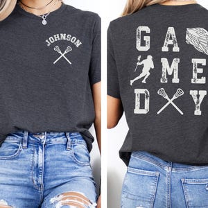 CUSTOM Game Day Lacrosse Shirt, Personalized Lacrosse Mom T-Shirt, LAX Player Crewneck, Team Mom Spirt Wear Gift, Retro Lacrosse Season Tee
