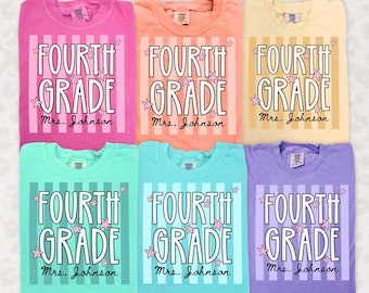 Custom Comfort Colors® Fourth Grade Shirt, 4th Grade Teacher T-Shirt, Personalized Grade Level Tee
