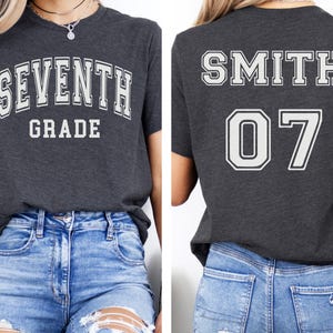 CUSTOM Seventh Grade Team Shirt, 7th Grade Teacher Back to School T-Shirt, Matching Middle School Tees, Personalized Name Grade Level Gift