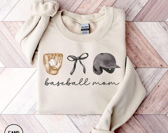 Coquette Baseball Mom Sweatshirt, Baseball Bow Sweater, Baseball Mama Mother's Day Gift, Game Day Baseball Season Crewneck, Team Mom Gift