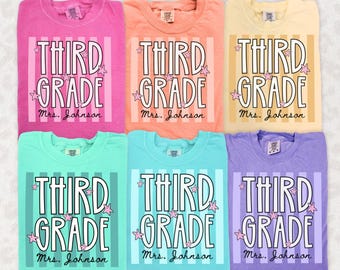 Custom Comfort Colors® Third Grade Shirt, Back to School Teacher T-Shirt, Grade Level Tee