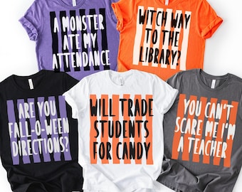 Custom Halloween Teacher Shirts, Personalized Elementary School T-Shirt, Spooky Teacher Group Tee